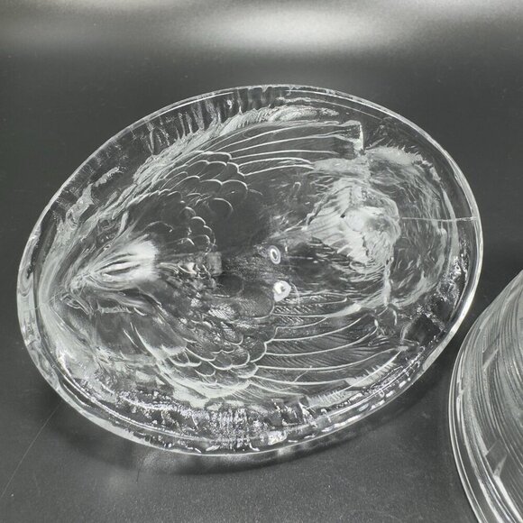 French Clear Hen On Nest Clear Glass Covered Dish Made In France Farmhouse VTG - Picture 4 of 15